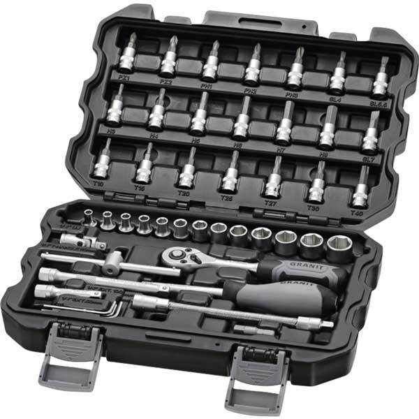 GRANIT BLACK EDITION 1/4″ socket wrench set, 45 pcs