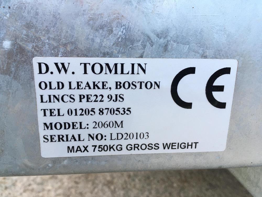 NEW Tomlin general purpose road legal trailer