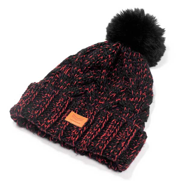 Yanmar Black & Red Beanie With PomPom