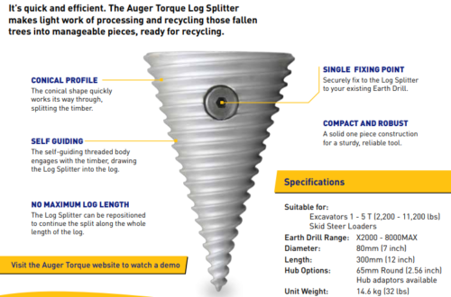 Auger Torque Cone Log Splitter