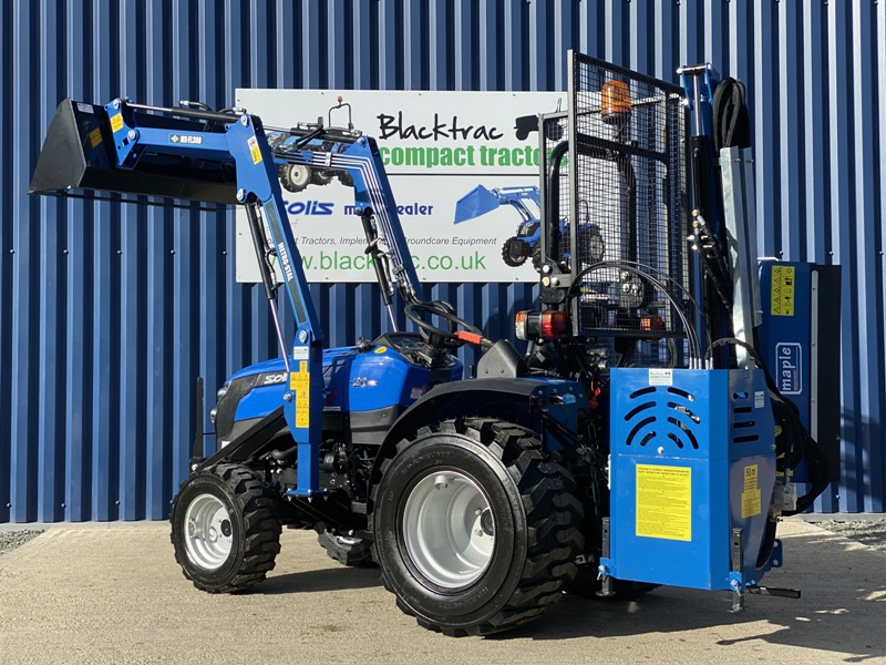 New Solis 20 Compact Tractor With Loader & Bucket & New Maple Machinery Flail Hedgecutter