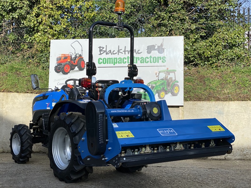 New Solis 26 Compact Tractor With New Maple Machinery Heavy Duty 1.45m Hydraulic Offset Flail Mower