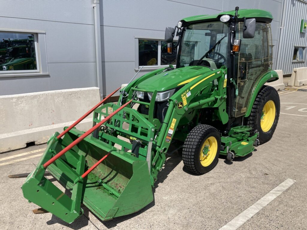 John Deere 3046R compact tractor with loader and mid deck