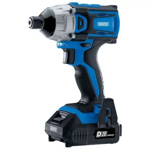 Draper D20 20V Brushless 1/4″ Impact Driver with 2 x 2.0Ah Batteries and Charger (180Nm)