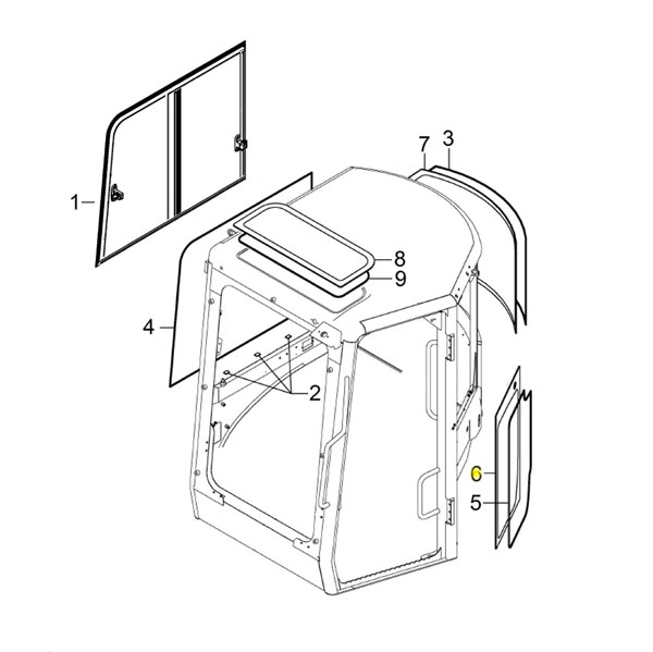 Yanmar Genuine Rear Side Cab Glass Vio57-6A