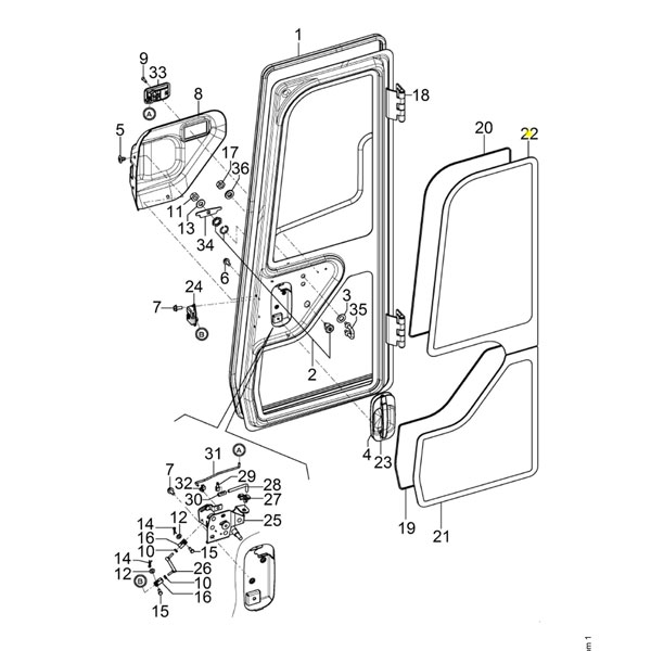 Yanmar Genuine Upper Door Glass Vio57-6A