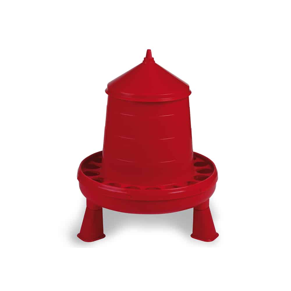 Gaun Poultry Feeder Plastic C/W Legs Red